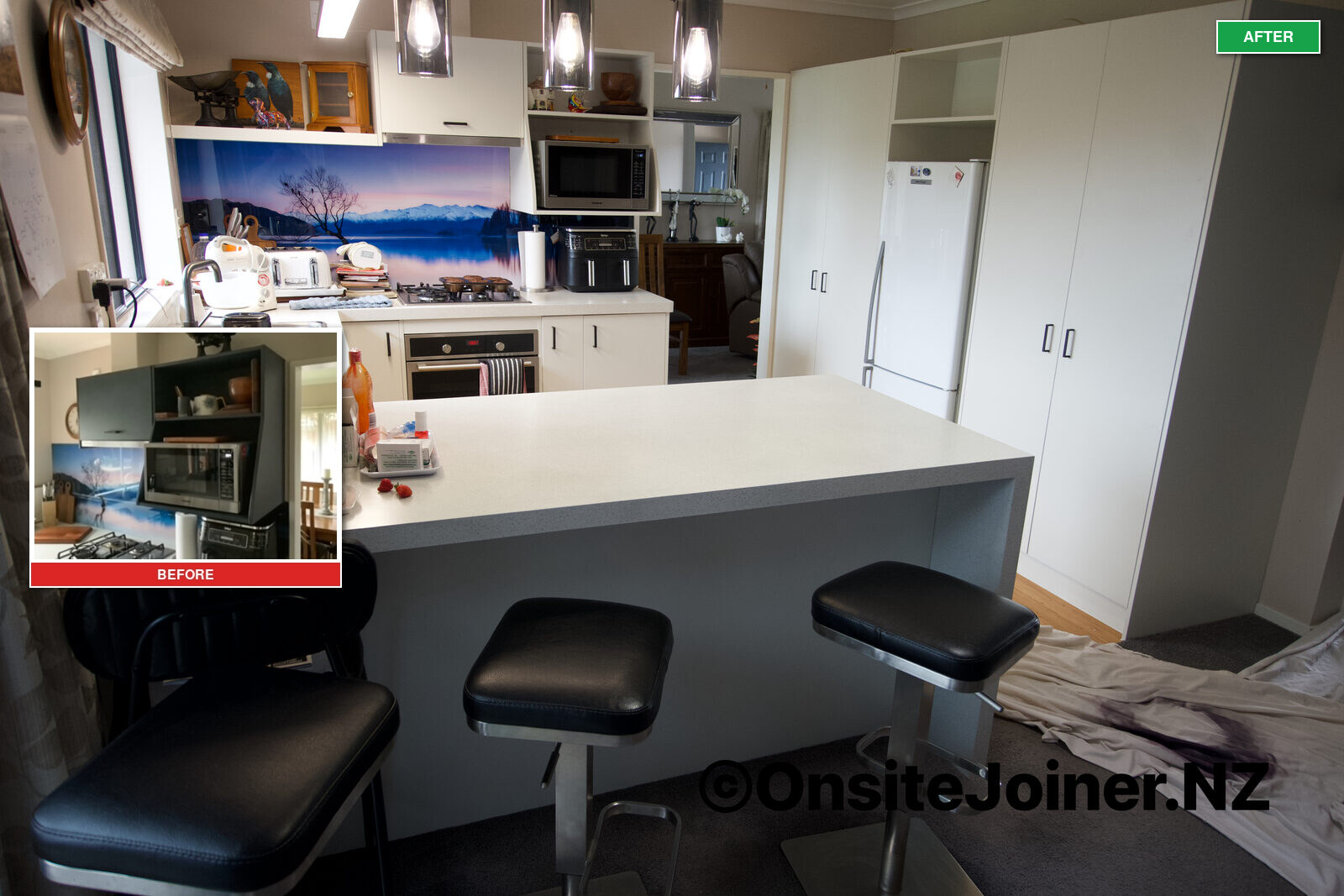 Kitchen cabinet reface — before and after by OnsiteJoiner